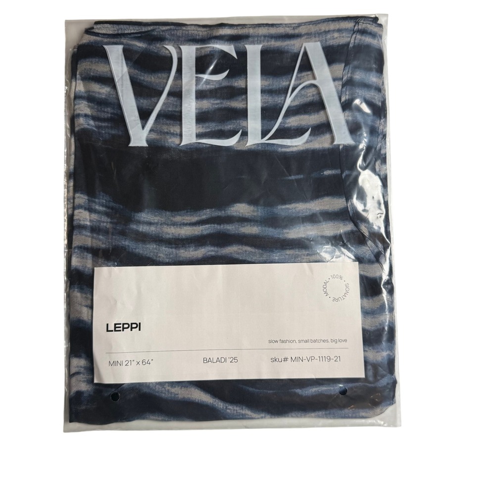 Vela Leppi Mini Hijab Scarf NWT Navy Blue Black Modal Patterned Print New - Picture 6 of 7